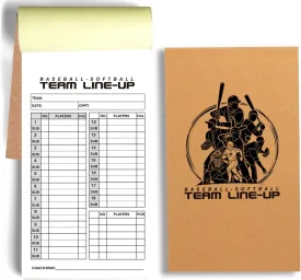 100 Baseball & Softball Lineup Cards, 25 Games with 18 Player Roster Line Up Cards Sheet for Coaches Umpires, School College Game (4-Part Carbon Copies-4.52 x 7.86 Inch)