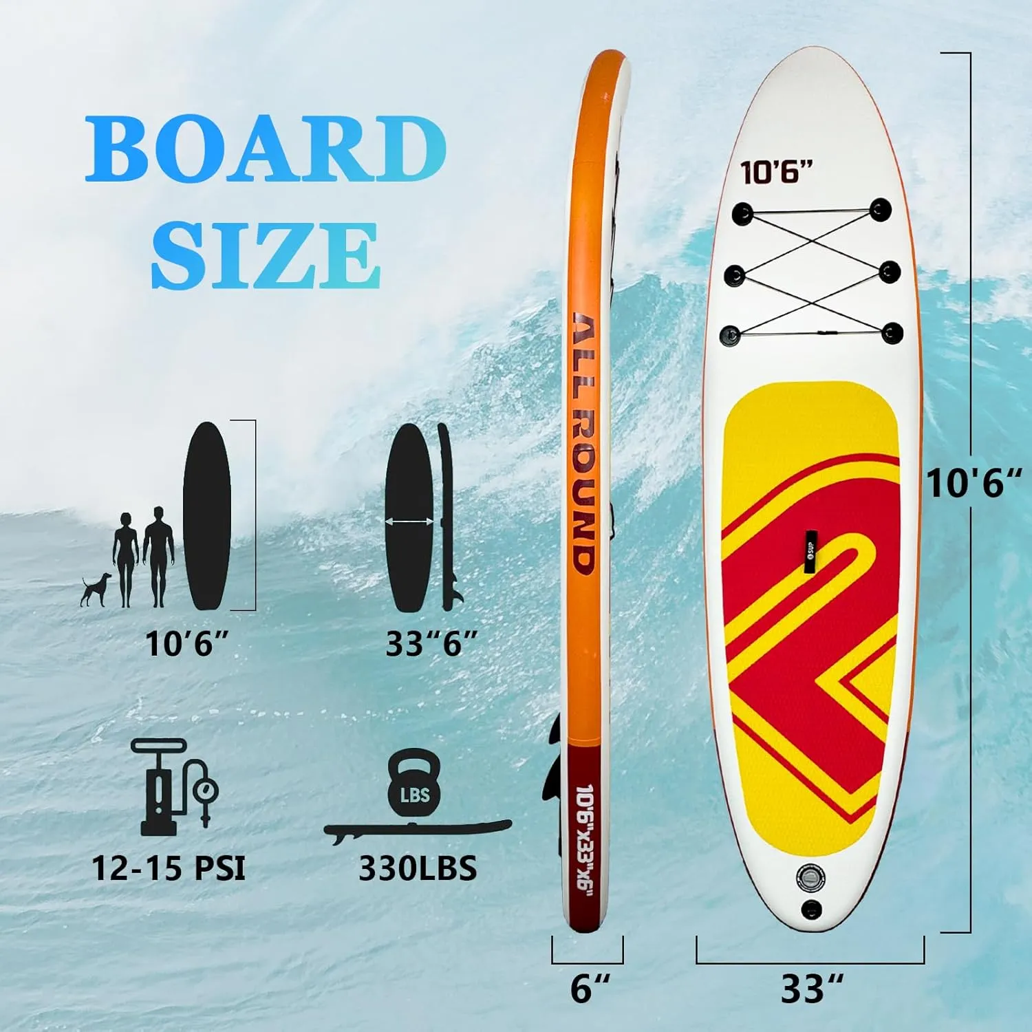 11'' Adults Inflatable Stand Up Paddle Board,330 LBs,Premium Paddle Board with Non-Slip Deck Design,Full Accessorie, Multifunctional Paddle Boards for Adults,Youth and Animal to Surfing