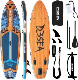 11'35"6" Inflatable Paddle Board, Wide Stable SUP with Adj Paddle, Pump, Backpack, Leash, Waterproof Bag  Ideal for Beginners, Yoga, Fishing