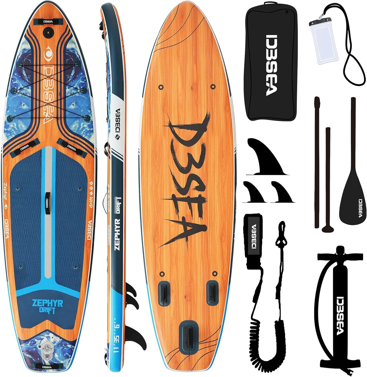 11'35"6" Inflatable Paddle Board, Wide Stable SUP with Adj Paddle, Pump, Backpack, Leash, Waterproof Bag  Ideal for Beginners, Yoga, Fishing