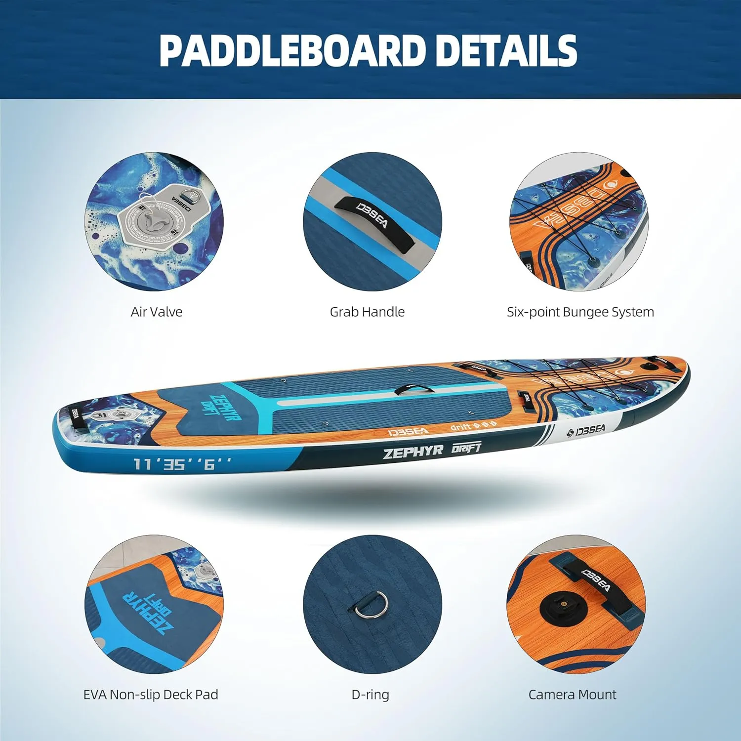 11'35"6" Inflatable Paddle Board, Wide Stable SUP with Adj Paddle, Pump, Backpack, Leash, Waterproof Bag  Ideal for Beginners, Yoga, Fishing