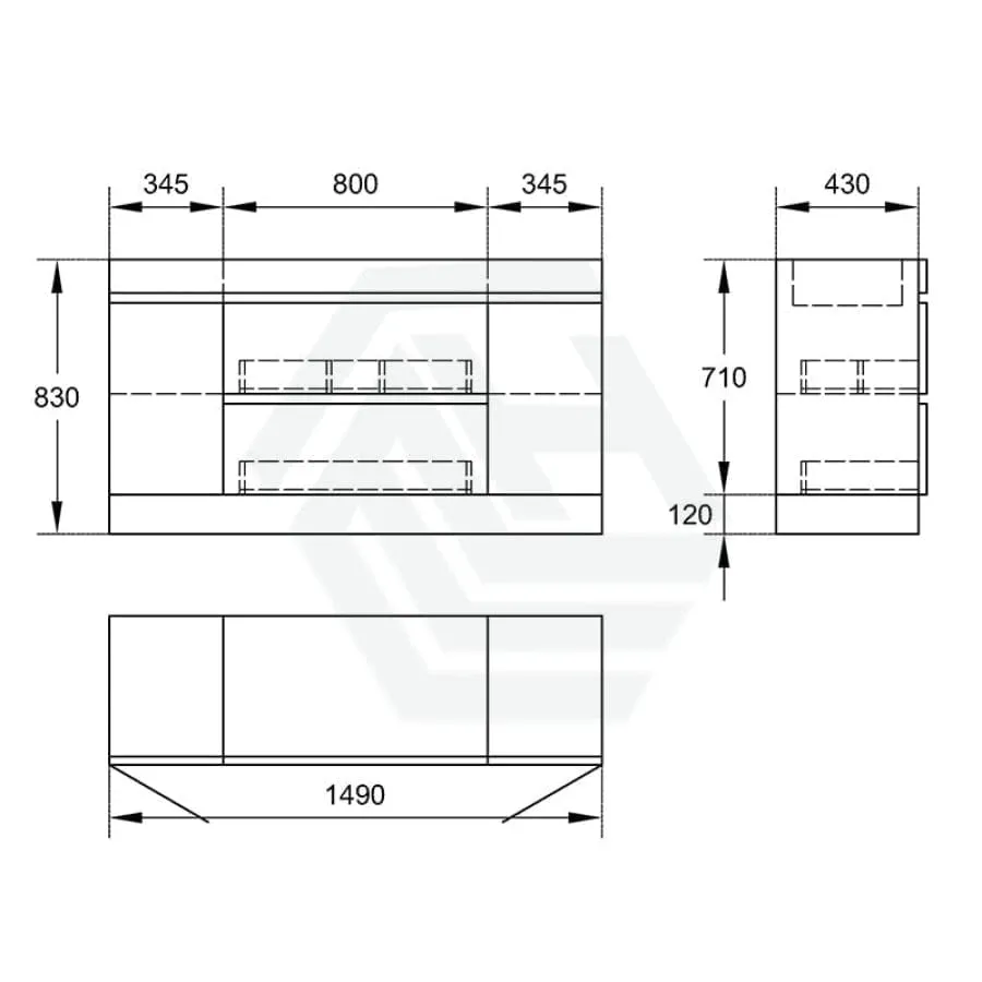 2-Door 2-Mid-Drawer 1200/1500/1800mm Freestanding Bathroom Vanity Kickboard Single/Double Multi-Colour Cabinet Only