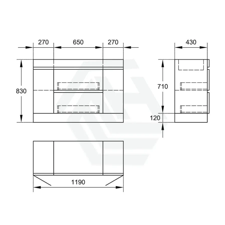 2-Door 2-Mid-Drawer 1200/1500/1800mm Freestanding Bathroom Vanity Kickboard Single/Double Multi-Colour Cabinet Only