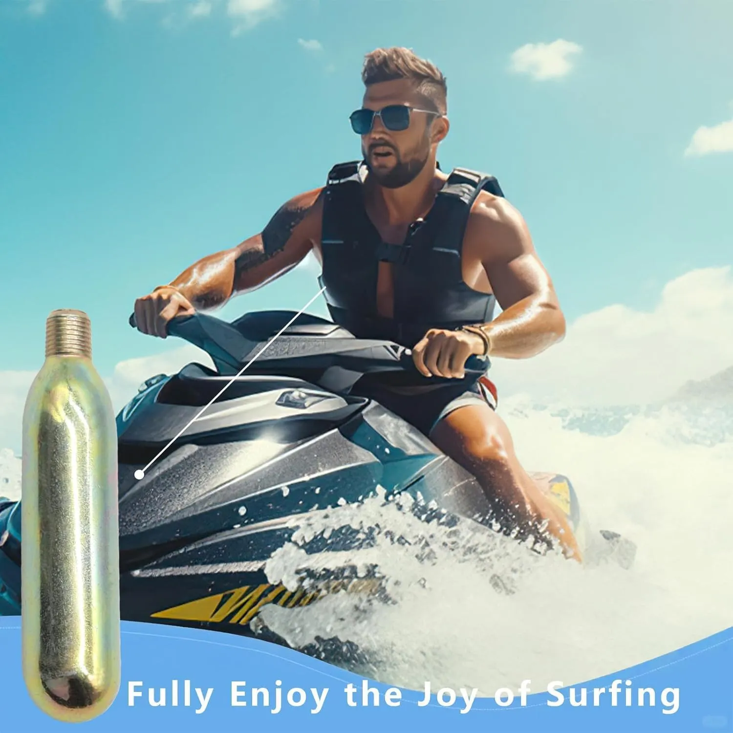 24 Gram Co2 Cartridge for Life Vest, Co2 Cartridges PFD Rearming Kit, Metal Co2 Cartridge for Auto/Manual Inflating Life Jacket, Used for Fishing, Surfing, Boating, Sea