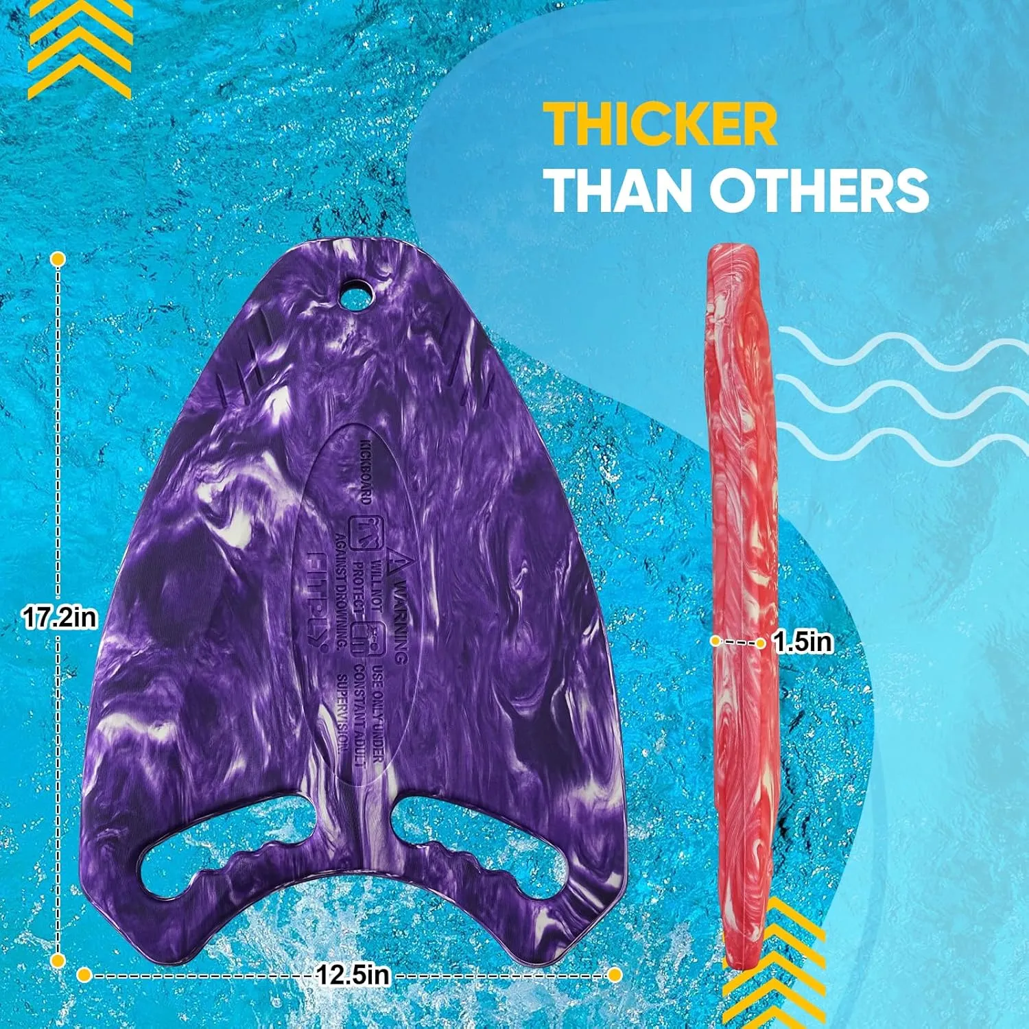 2PCS Kick Board Swim for Adult & Kid - High Buoyancy Safety Swimming Kickboard | Swim Training Aid for Pool & Open Water | Kickboard Adult Swimming Training | EVA Material, BPA Free