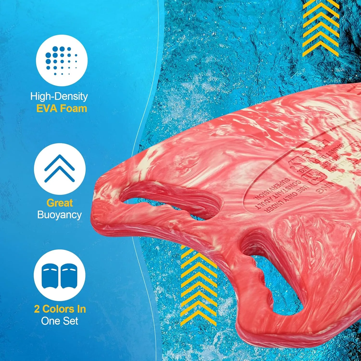 2PCS Kick Board Swim for Adult & Kid - High Buoyancy Safety Swimming Kickboard | Swim Training Aid for Pool & Open Water | Kickboard Adult Swimming Training | EVA Material, BPA Free