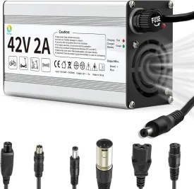 42V 2A Charger for 36V Lithium-ion Battery ebike Electric Bike Electric Scooter Hoverboard Universal Replacement Charger with 7 Connectors