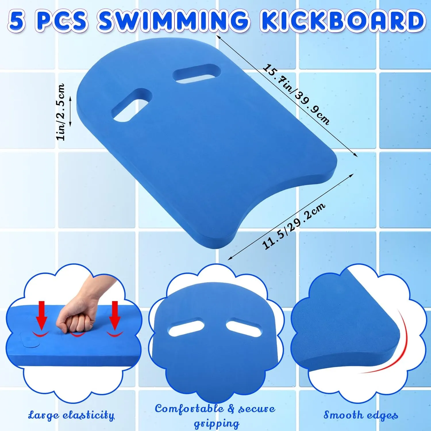 5 Pcs Swimming Kickboard Training Aid Float for Swimming and Pool Exercise Swimming Training Kick Board U Design with Integrated Hole Handle for Adults Kids Toddler Swimmers