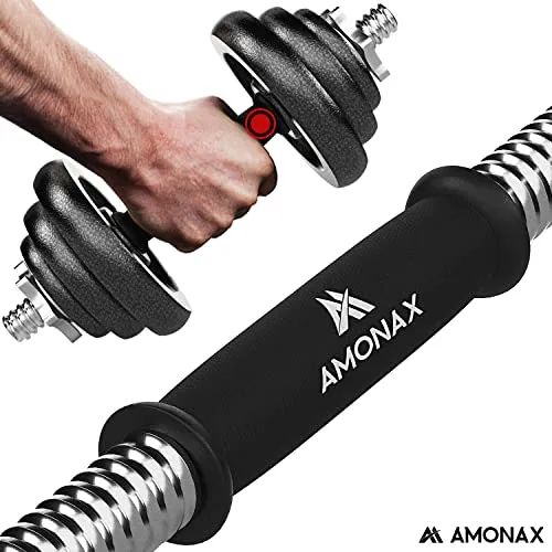 Amonax 20kg Cast Iron Adjustable Dumbbells Weight Set, Barbell Set Men Women, Strength Training Equipment Home Gym Fitness, Dumbell Pair Hand Weight, Bar Bells Free Weights for Weight Lifting