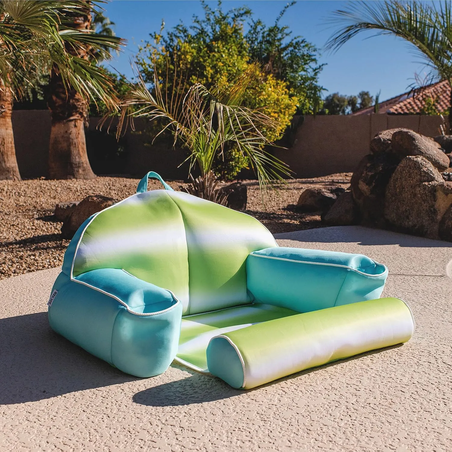 Big Joe Lazy Lounger No Inflation Needed Pool Float with Footrest and Headrest, Quick Draining Fabric