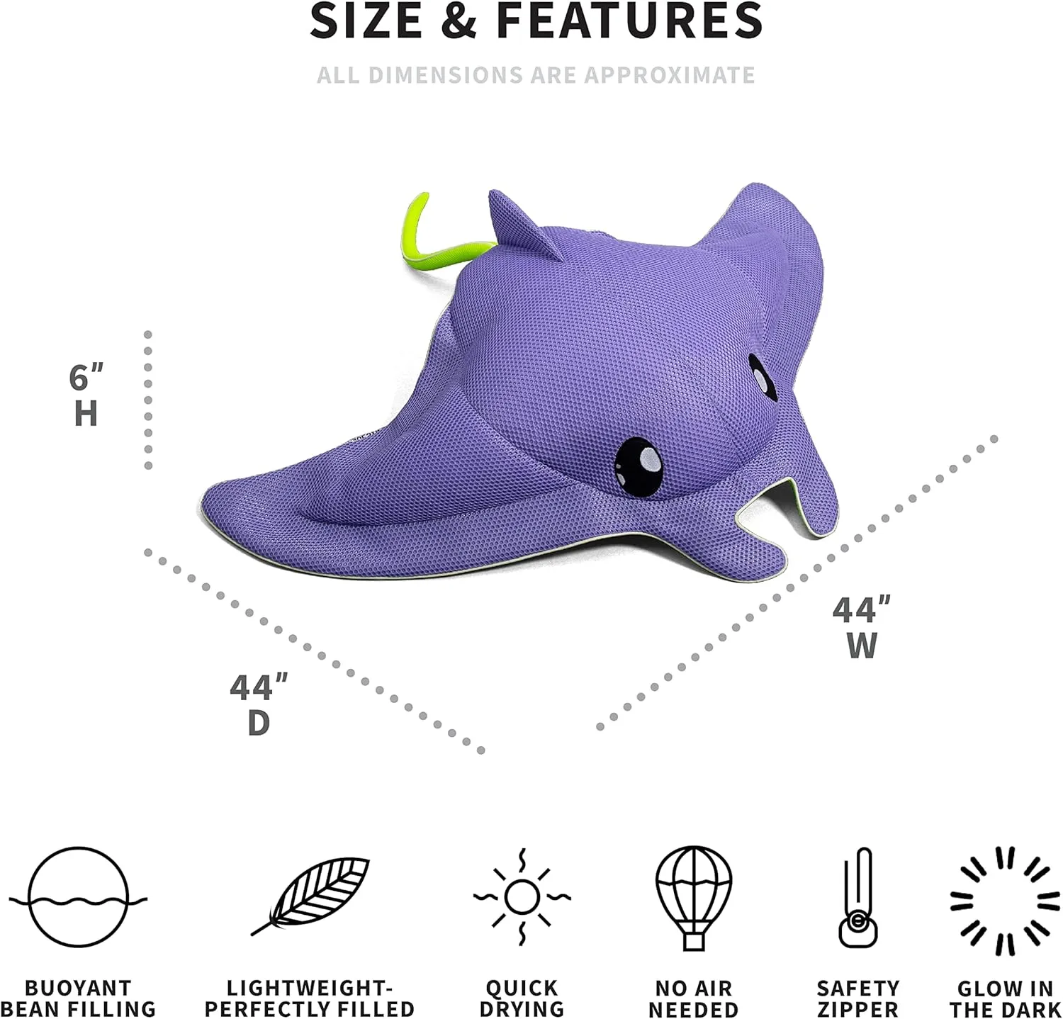 Big Joe Pool Petz Animal Pool Toy Float, Quick Draining Fabric