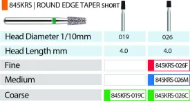 Blue Streak Diamond Burs FG Round Edge Taper Pkg/5