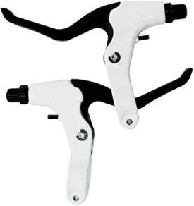 BlueSunshine 1 Pair Universal Full Aluminum Alloy Bicycle Brake Handle Mountain Road Bike V-Type Brake Lever 2.2cm Diameter (Black & White)
