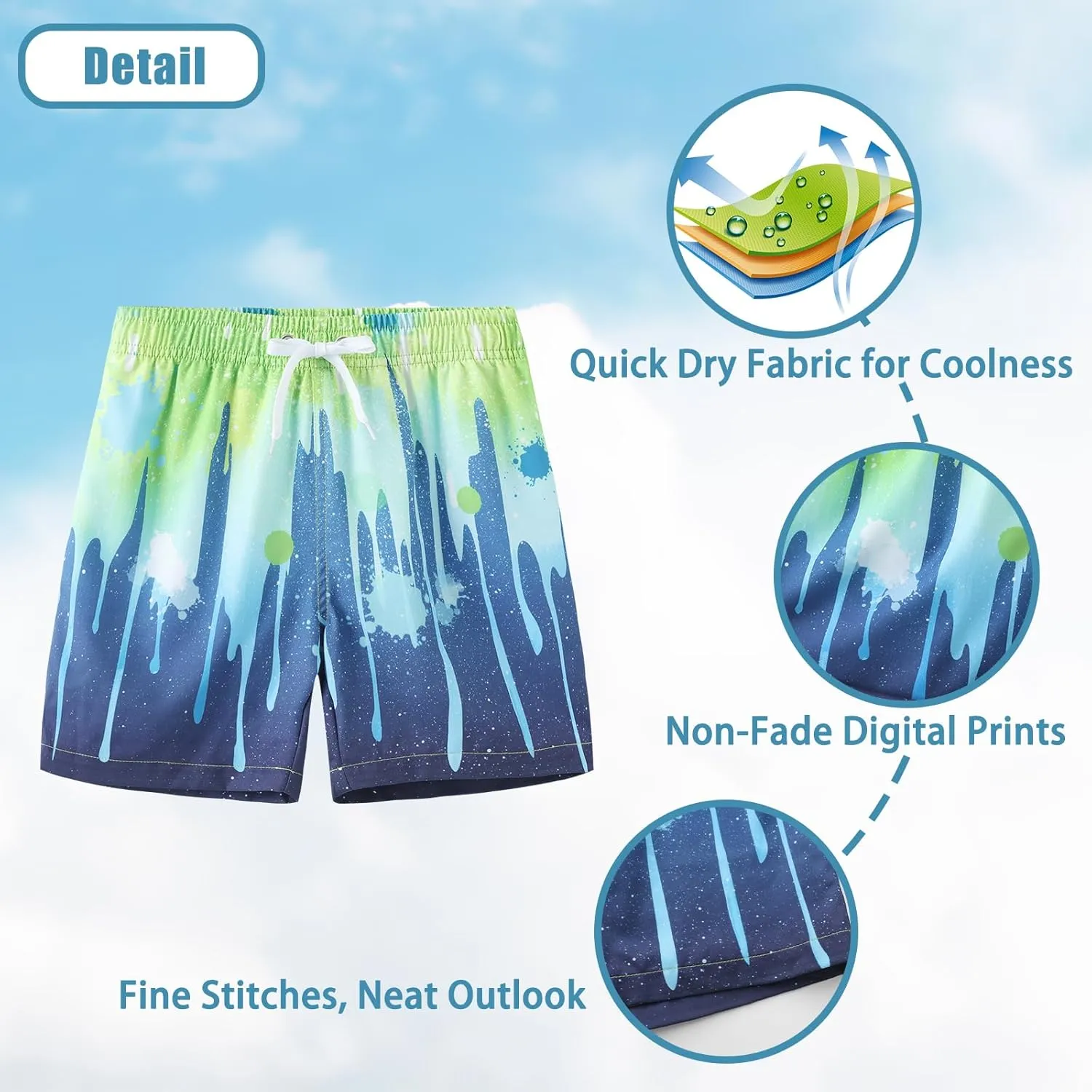 Boys Swim Trunks with Compression Liner Swim Shorts for Kids Boys Quick Dry Beach Shorts Swimwear 3-16 Years