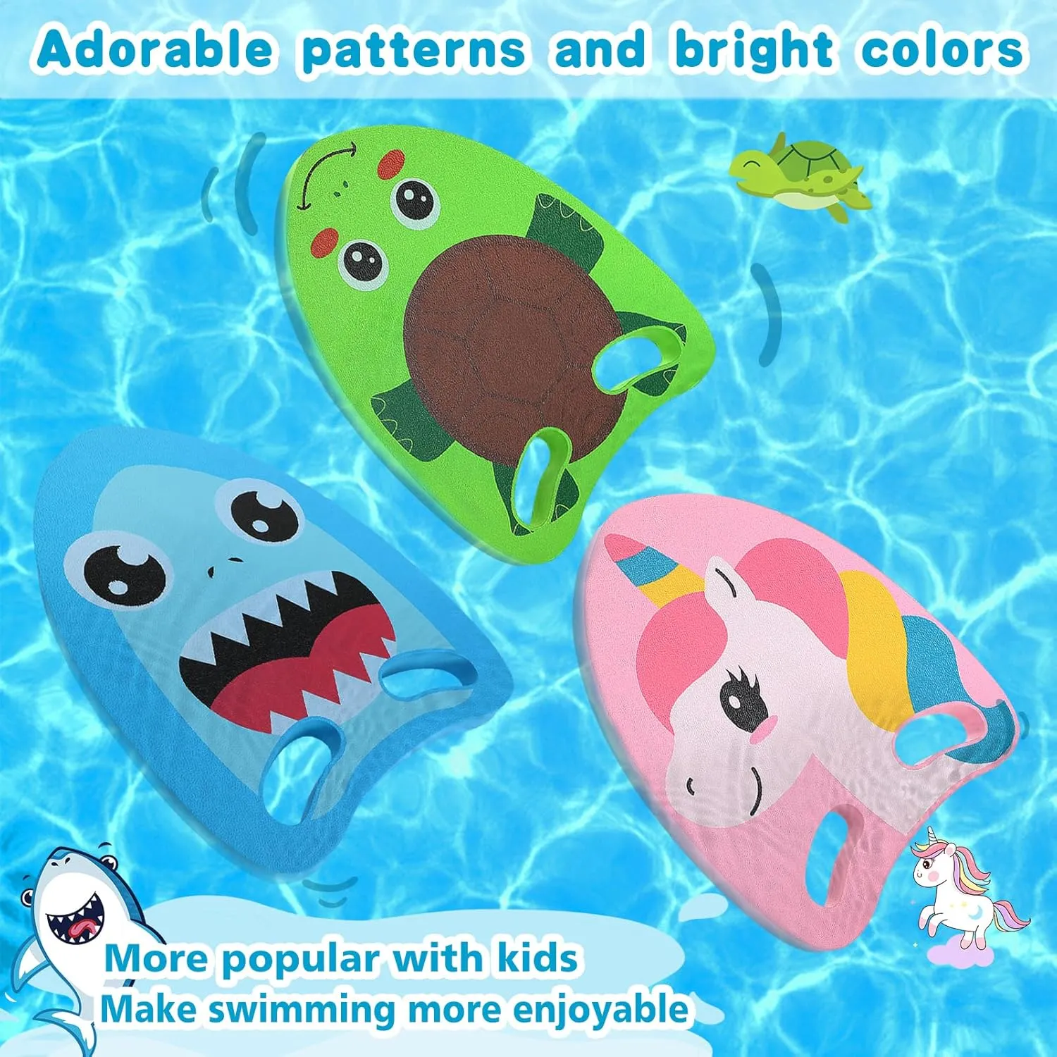 Cute Swimming Aid Kickboard - Swim Training Auxiliary Board, with Handrail Holes, for Beginners Children Practising Summer Pool Party