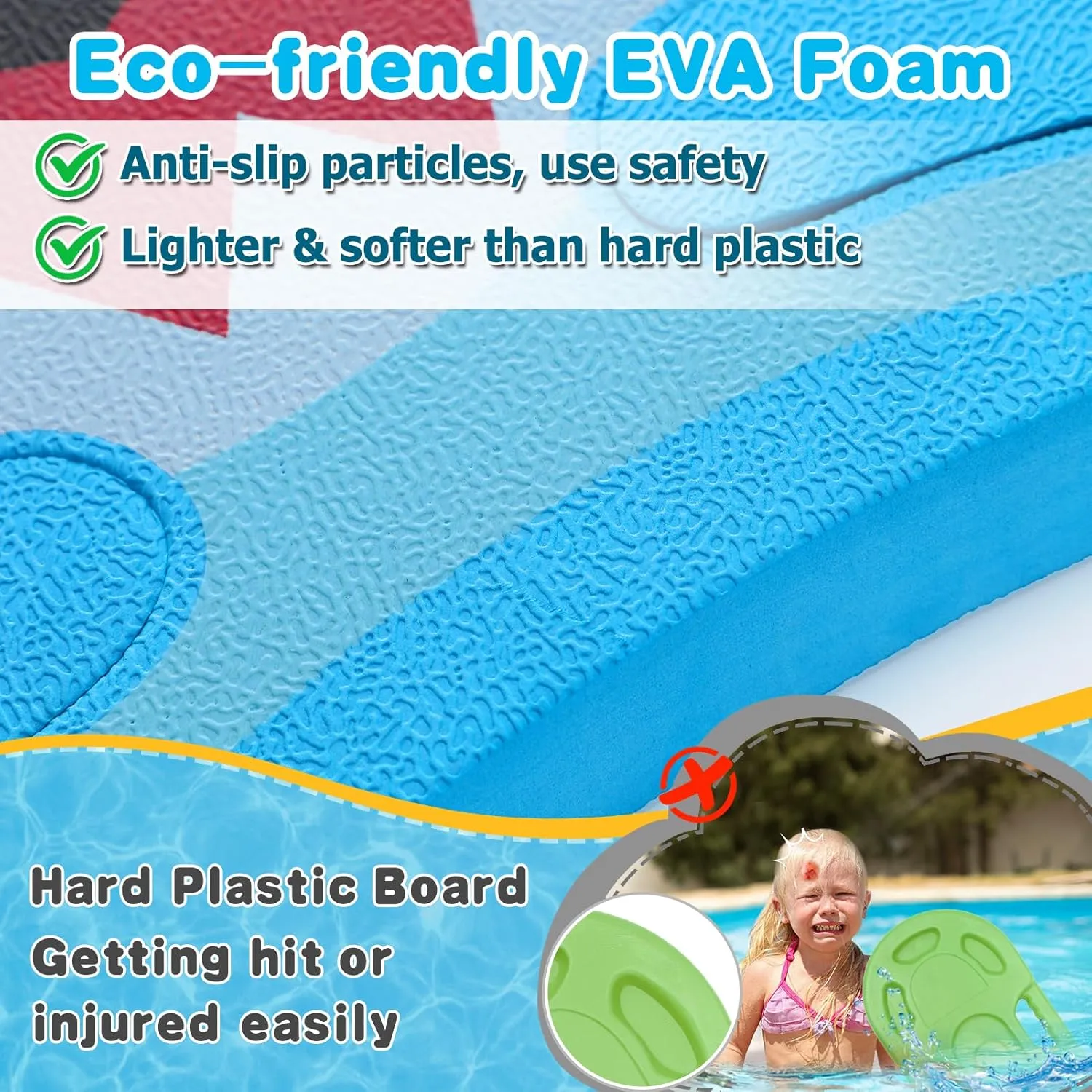 Cute Swimming Aid Kickboard - Swim Training Auxiliary Board, with Handrail Holes, for Beginners Children Practising Summer Pool Party