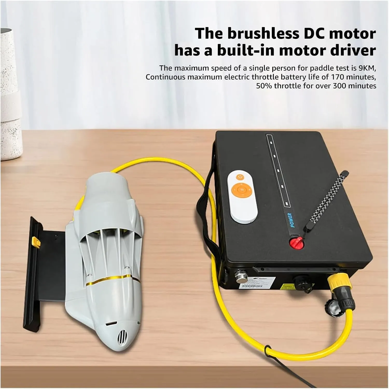 Electric Power Fin with Battery Case, Underwater Thruster Brushless Motor for SUP, Surf, Kayak, Stand Up, Paddle Board DC 12V 24V for Inflatable,Paddle Boards,Fishing Boats