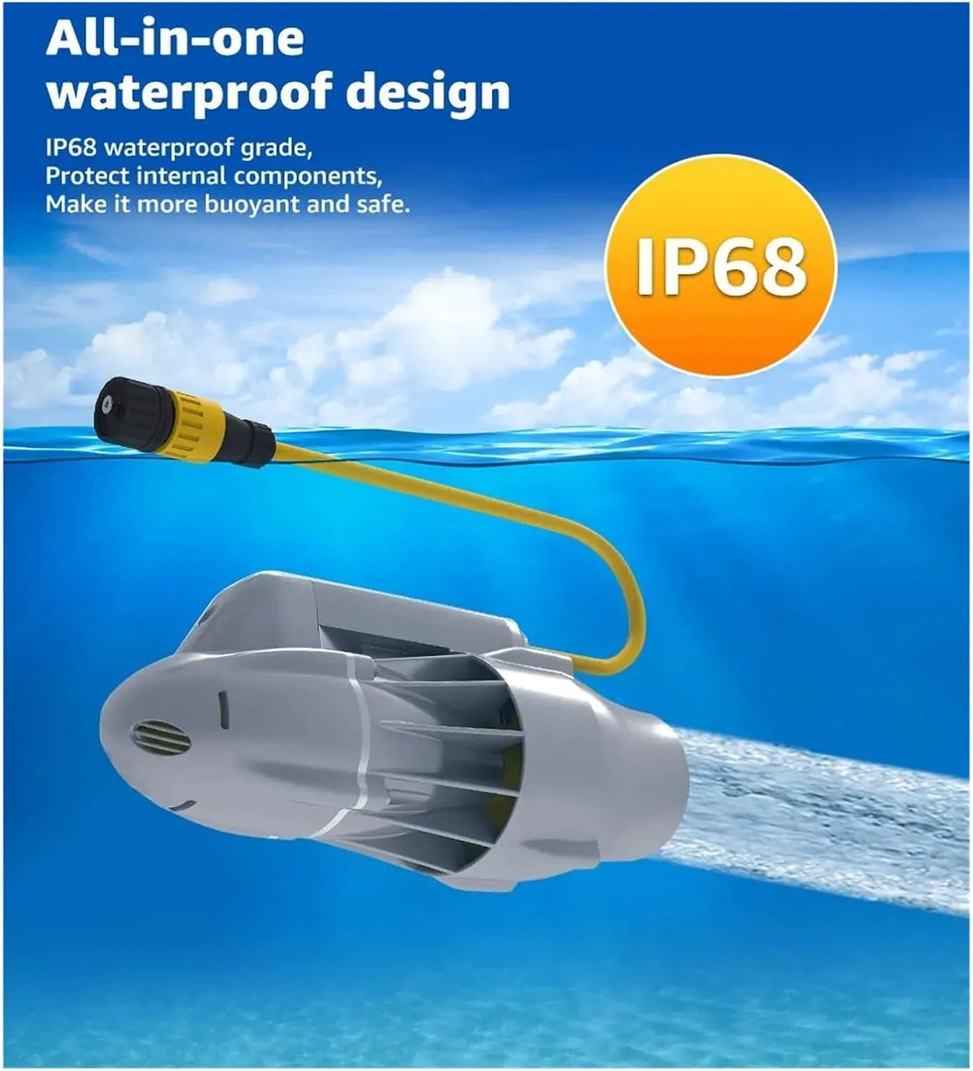 Electric Power Fin with Battery Case, Underwater Thruster Brushless Motor for SUP, Surf, Kayak, Stand Up, Paddle Board DC 12V 24V for Inflatable,Paddle Boards,Fishing Boats