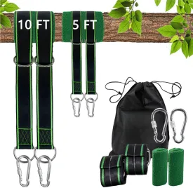 Extra Long Tree Swing Straps, 5FT/10FT Tree Swing Hanging Straps Kit Holds 2800 lbs with Tree Protector, Heavy Duty Carabiner and Swivel Perfect for Swings & Hammocks (5FT x 2)