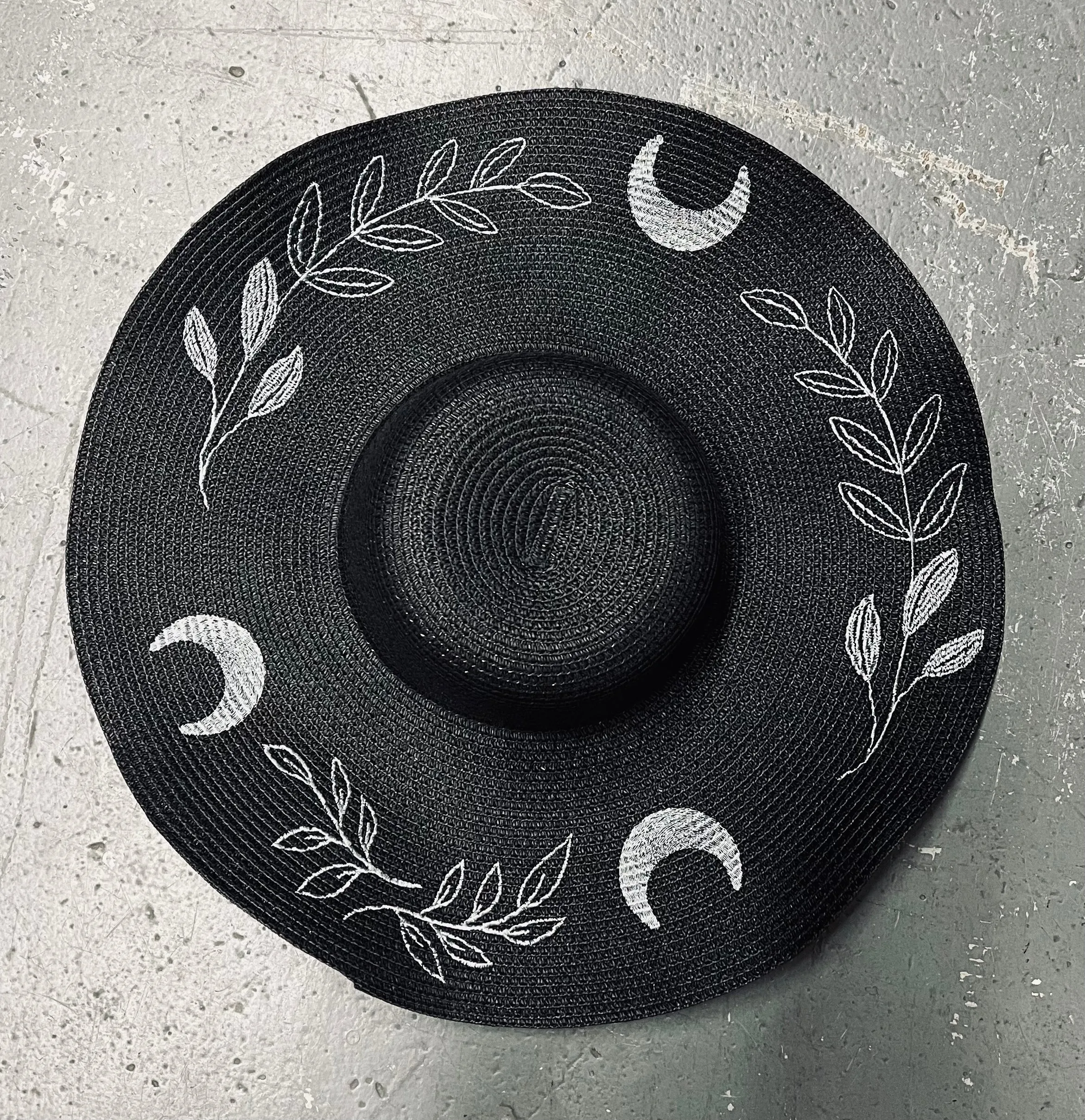 Floppy Sun Hat - XL Brim - Black/Charcoal Fern Moon