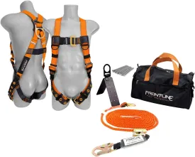 Frontline Combat Complete Roofers Kit with 50' Lifeline Combat Full Body Harness | OSHA & ANSI Compliant
