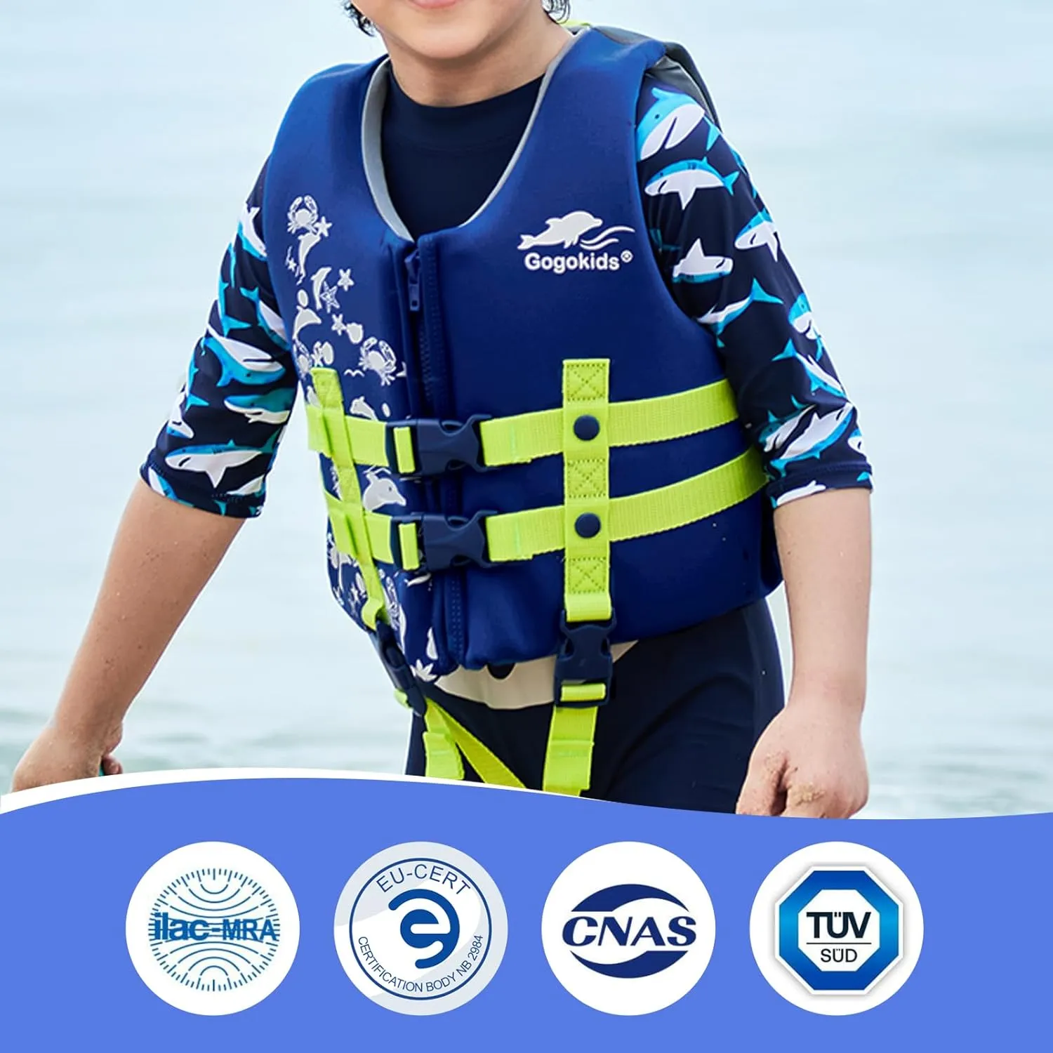 Gogokids Toddler Swim Vest, Kids Floaties  Boys & Girls Buoyancy Jacket, Swimming Aid for Pool & Beach, Fits 2-8 Years / 22-60 lbs