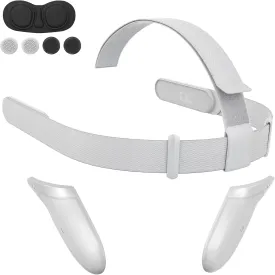 Head Strap Kit for Oculus Quest 2 Headset, Replacement HeadStrap for Meta Quest 2 for Oculus Quest 2 Head Strap1 Pair Battery CoversEVA Lens Cap4pcs Joystick Caps