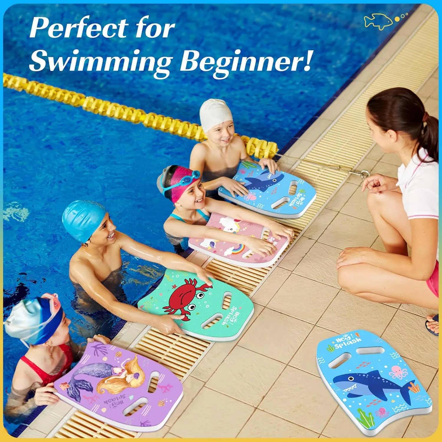 HeySplash Swim Kickboard for Kids, Swimming Kickboard Cute Pattern Swim Training Aid for Children, Pool Exercise Equipments for Beginning Swimmers Safety Swim Board Auxiliary