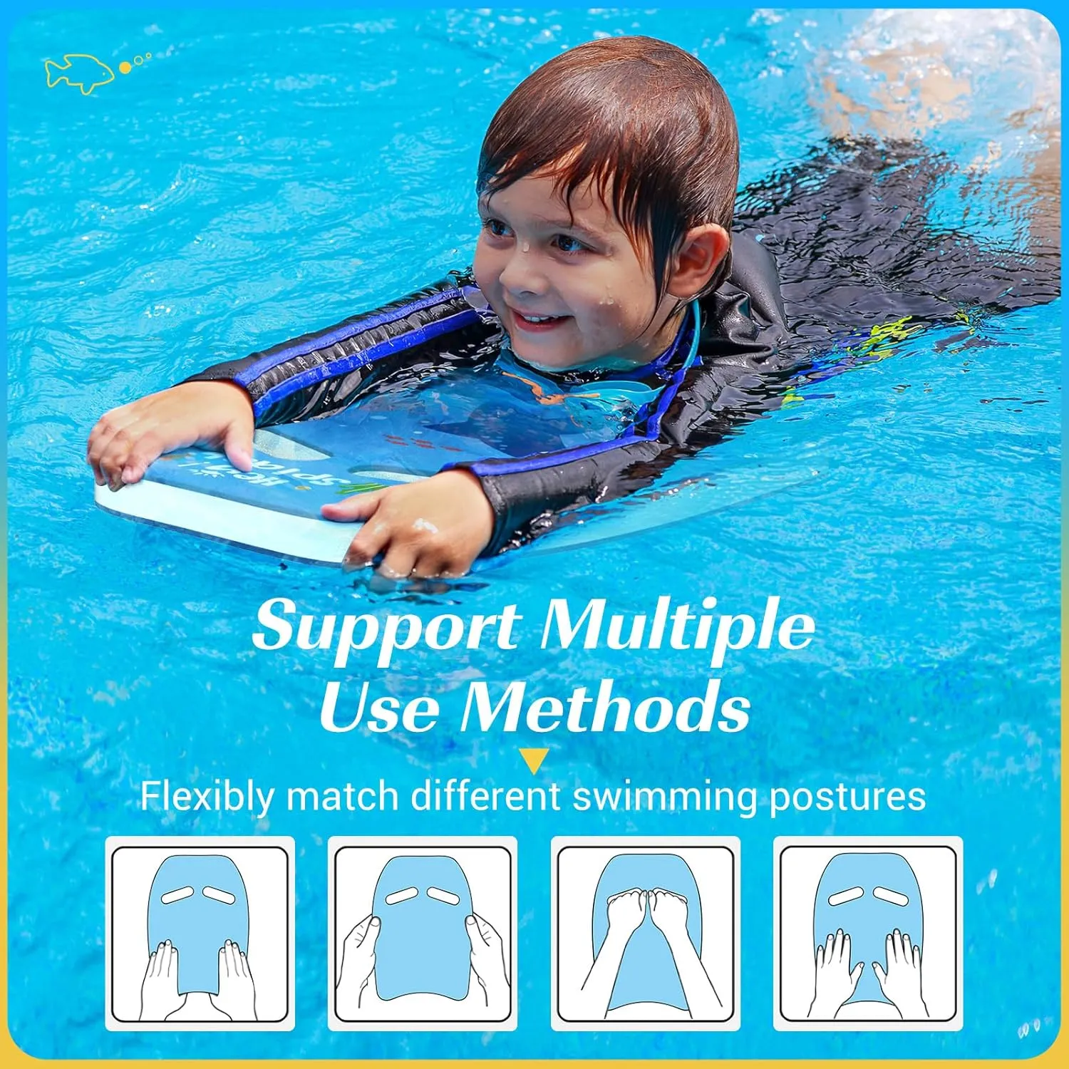 HeySplash Swim Kickboard for Kids, Swimming Kickboard Cute Pattern Swim Training Aid for Children, Pool Exercise Equipments for Beginning Swimmers Safety Swim Board Auxiliary
