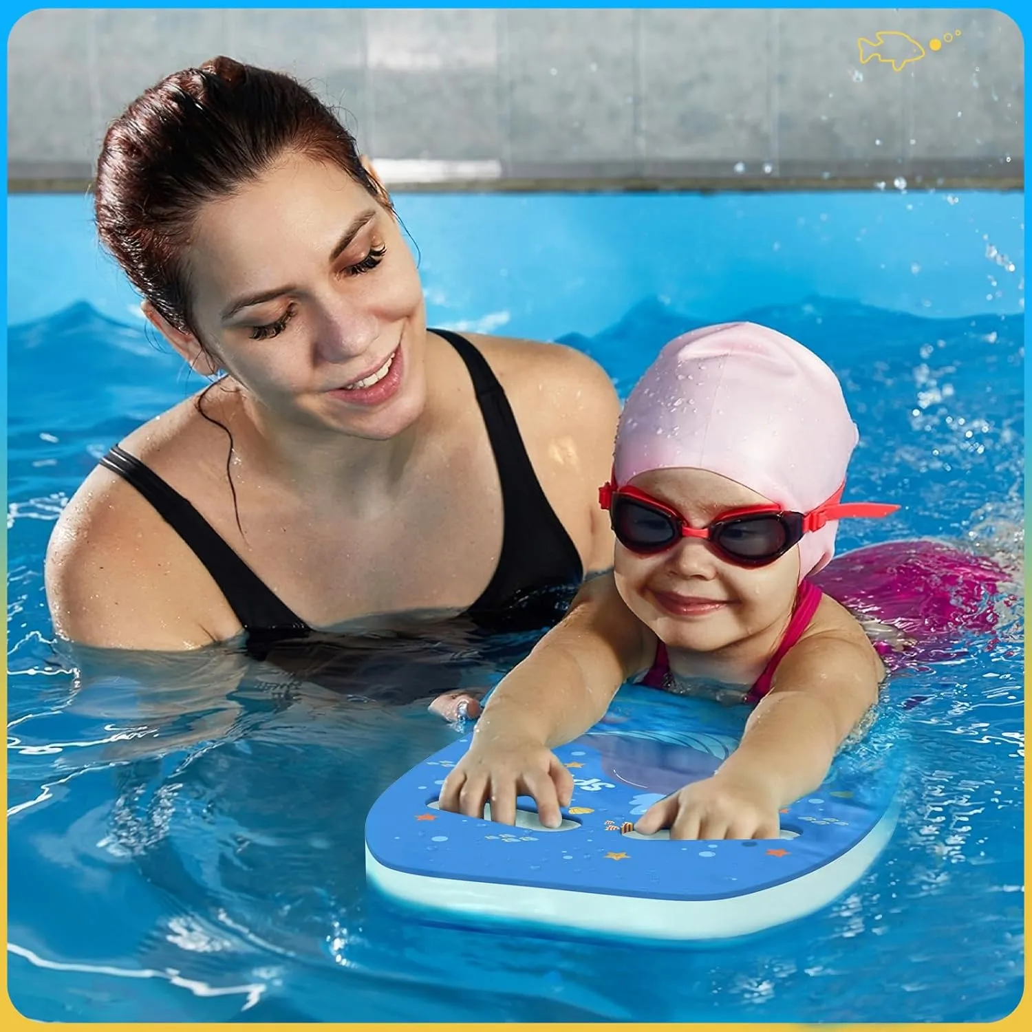 HeySplash Swim Kickboard for Kids, Swimming Kickboard Cute Pattern Swim Training Aid for Children, Pool Exercise Equipments for Beginning Swimmers Safety Swim Board Auxiliary