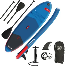 Inflatable Stand Up Paddle Board with SUP Accessories & Backpack. Paddle Boards for Adults. Non-Slip Deck, Wide Stance, Bottom Fin, Double Action Pump.