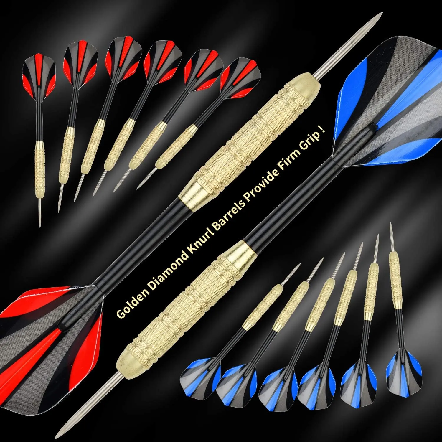 LinkVisions Dartboard with Staple-Free Bullseye, 18g Steel Tip Darts Set,12 Steel Tip Darts 18g, Dartboard Mounting Kits Included