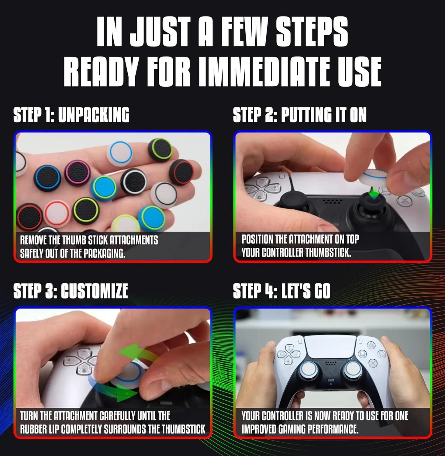 MatoSan PS5 Controller Grip Thumbstick Accessories Silicone Caps Grip, PS4 Sticks, PS5 Controller Thump Grips Protection - Enhanced Precision & Durability PS5 Thumpstick Grips (BlueSan)