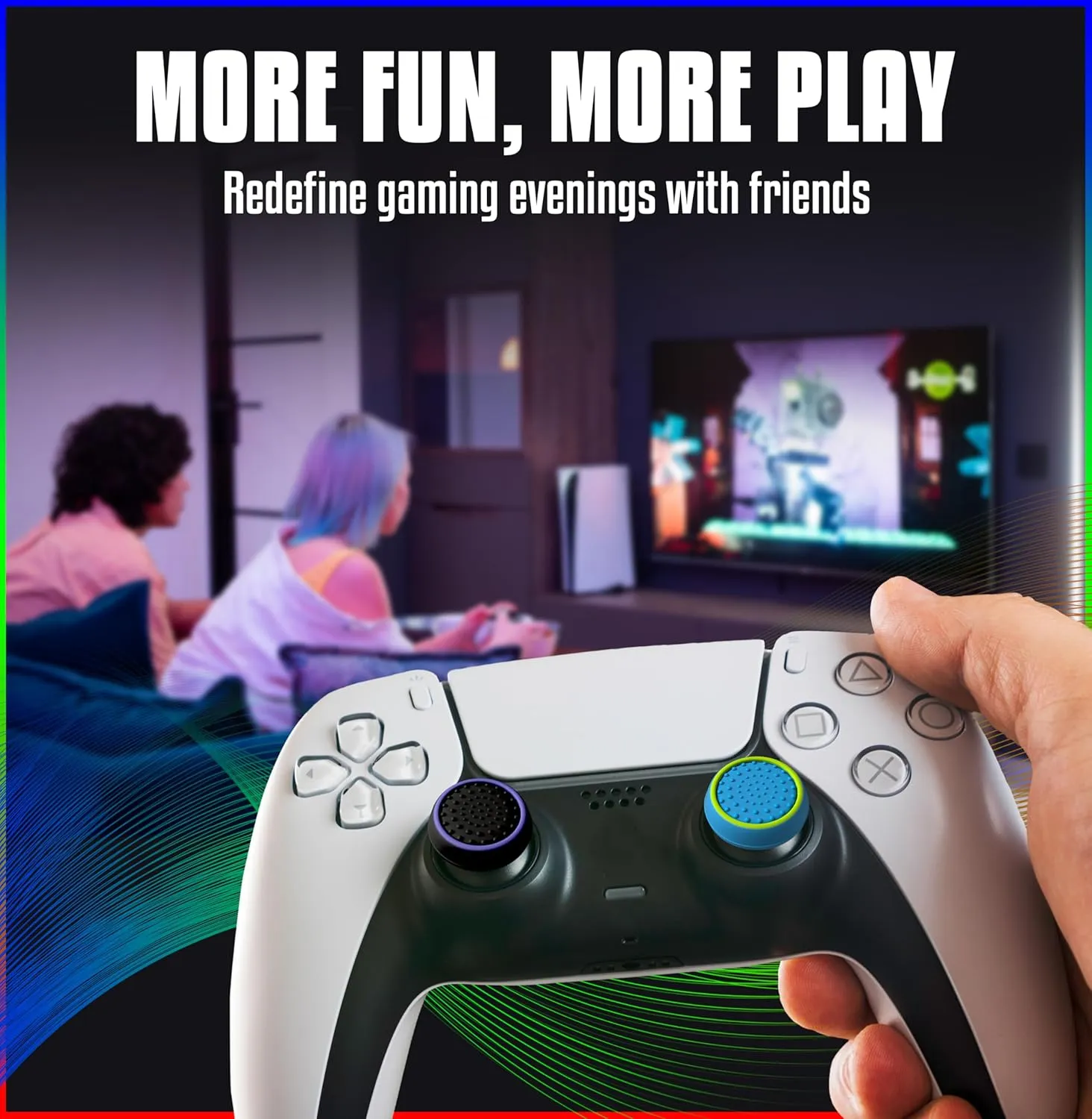 MatoSan PS5 Controller Grip Thumbstick Accessories Silicone Caps Grip, PS4 Sticks, PS5 Controller Thump Grips Protection - Enhanced Precision & Durability PS5 Thumpstick Grips (BlueSan)