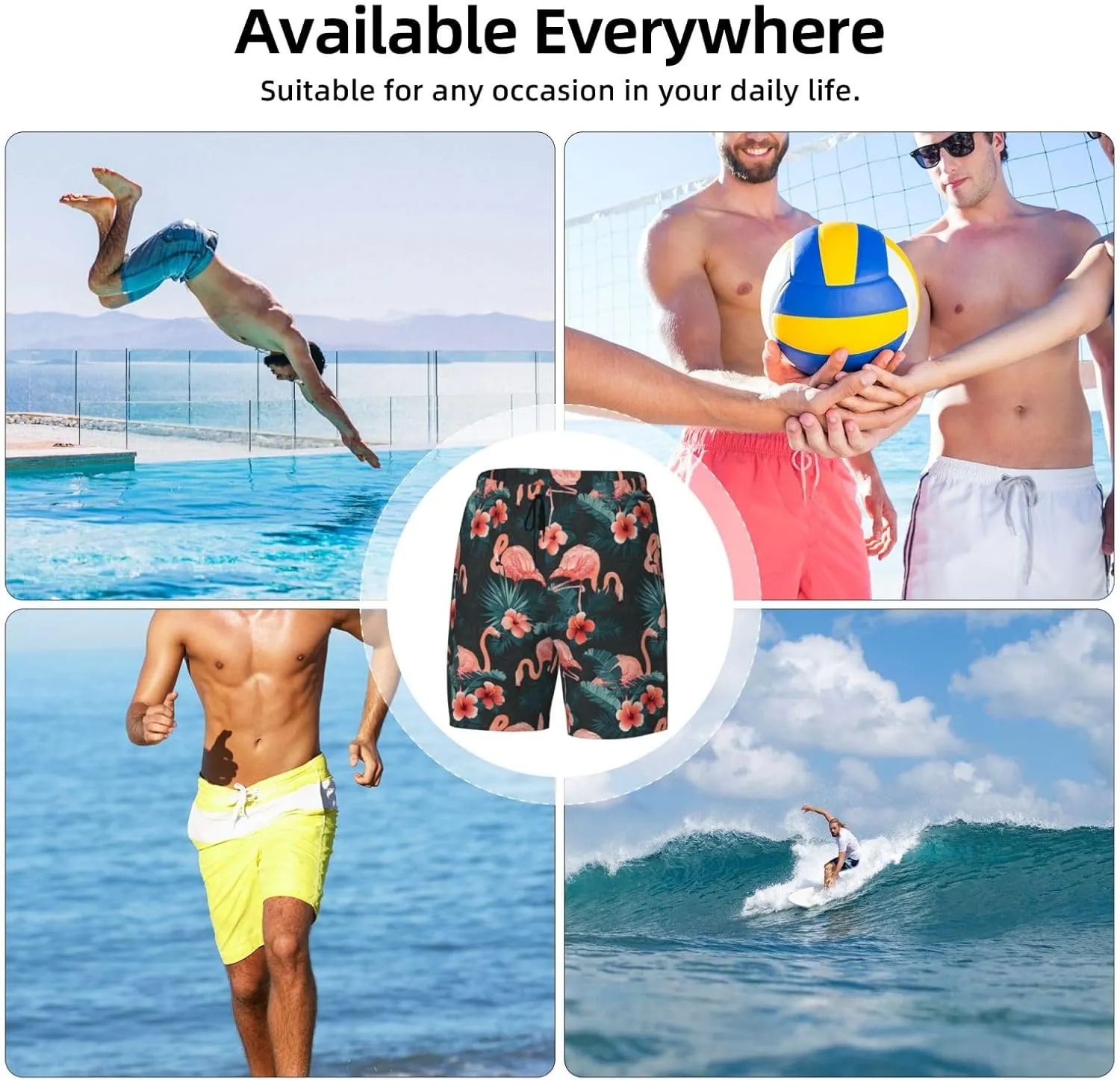 Mens Swim Trunks with Compression Liner Quick Dry Men's Swimming Shorts Beach Board Shorts Swimwear Bathing Suits