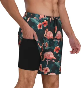 Mens Swim Trunks with Compression Liner Quick Dry Men's Swimming Shorts Beach Board Shorts Swimwear Bathing Suits