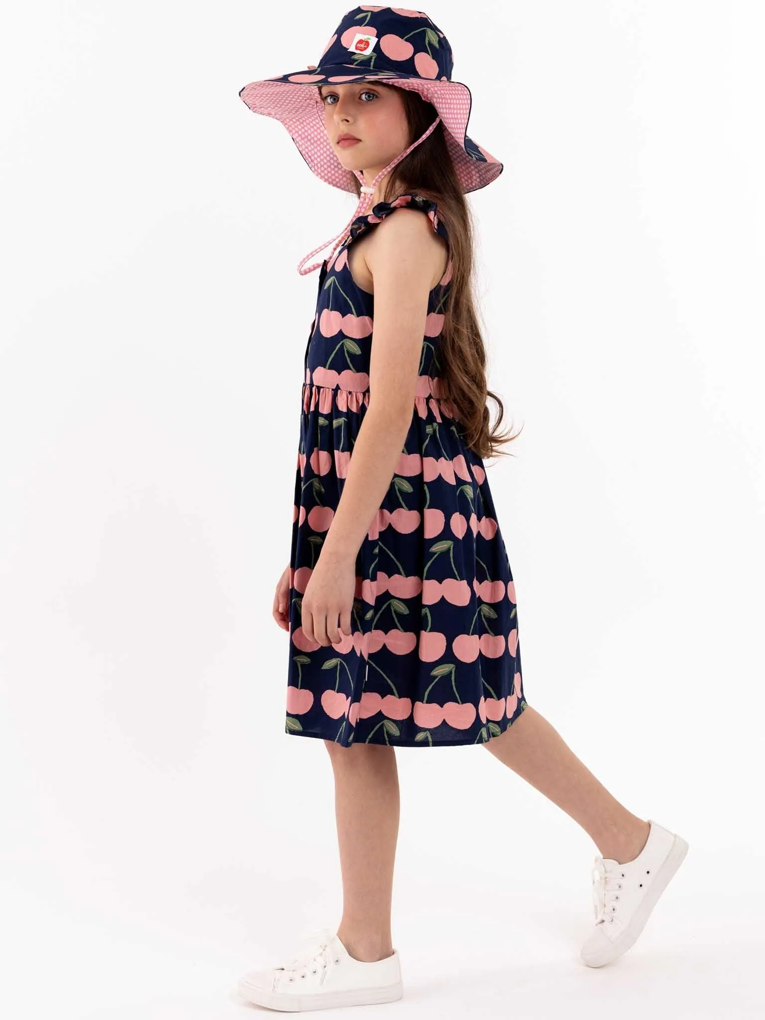 Navy Cherry Chloe Ponytail Hat