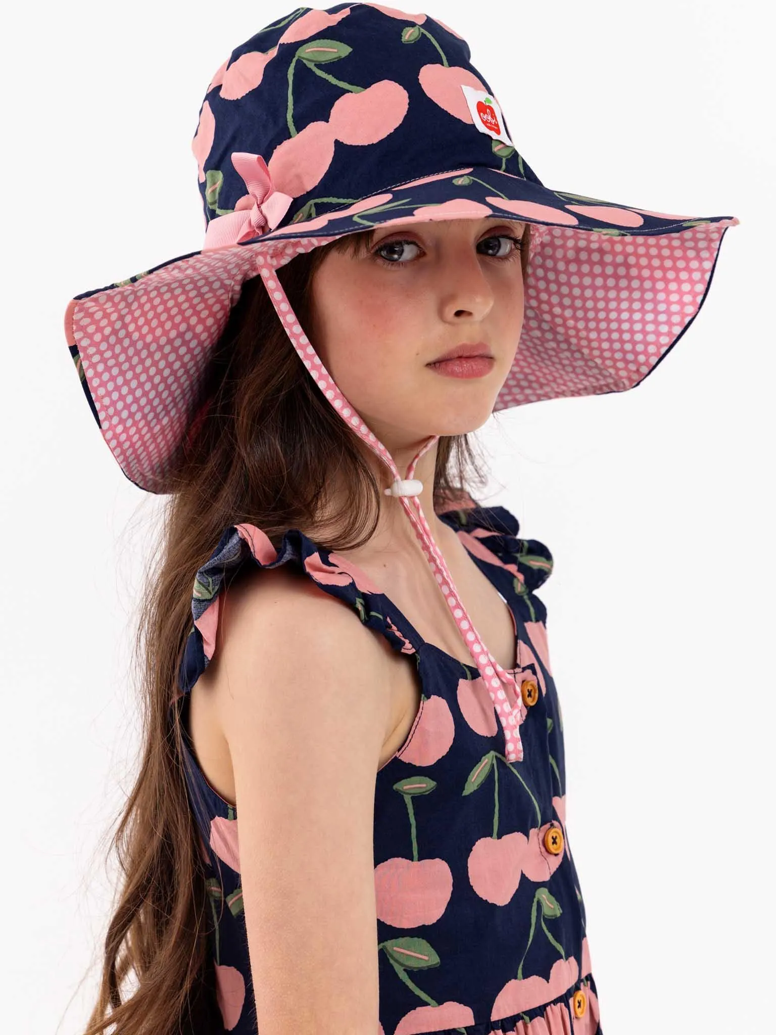 Navy Cherry Chloe Ponytail Hat