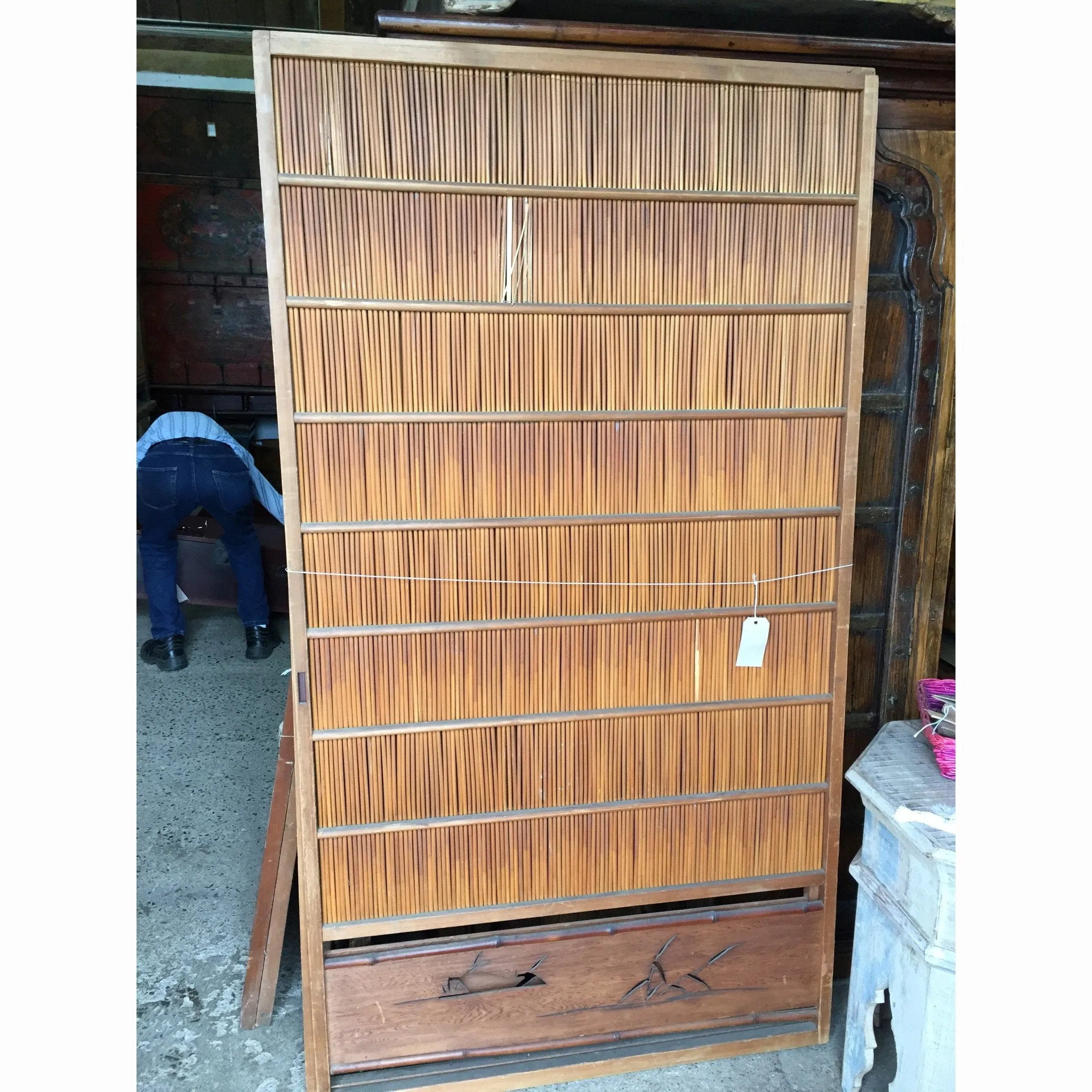 Pair of Old Japanese Bamboo Shoji Screens (Wide) - 20thC