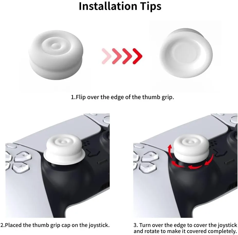 PlayVital Thumbs Cushion Caps Thumb Grips for ps5/ps4, Thumbstick Grip Cover Joystick Caps for Xbox Series X/S, Xbox One, Elite Series 2, Switch Pro Controller - Puff Cloud Texture Design White