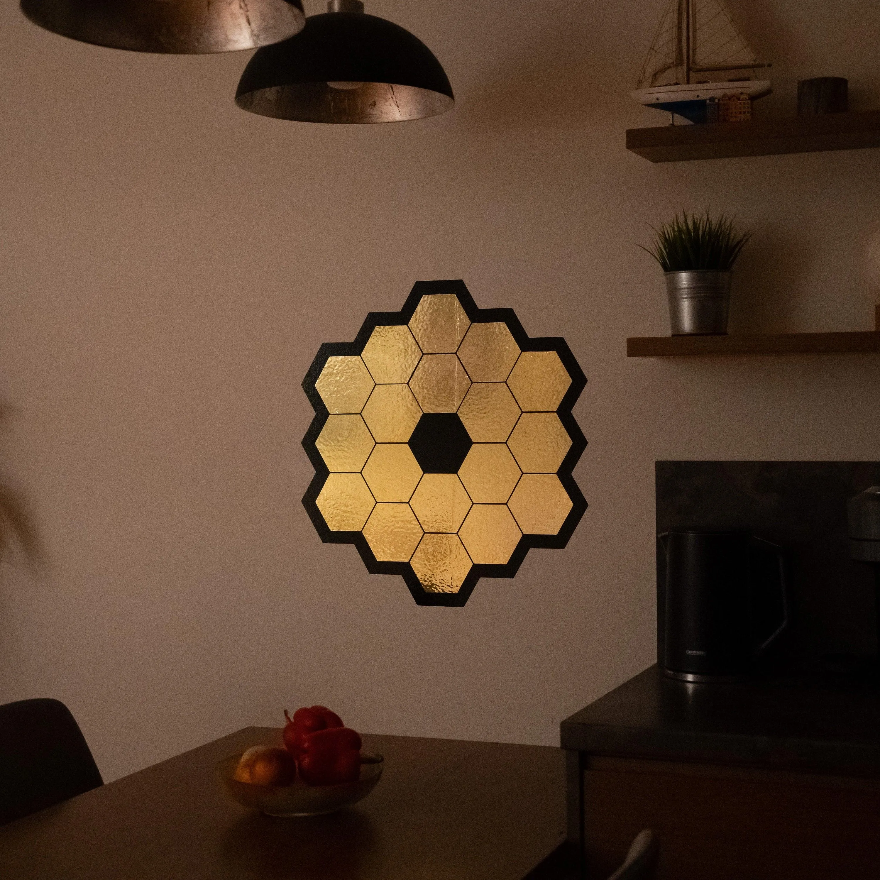 Space Telescope Mirrors Wall Sticker - Elegant Gold Chrome Vinyl Decal for Room Decor
