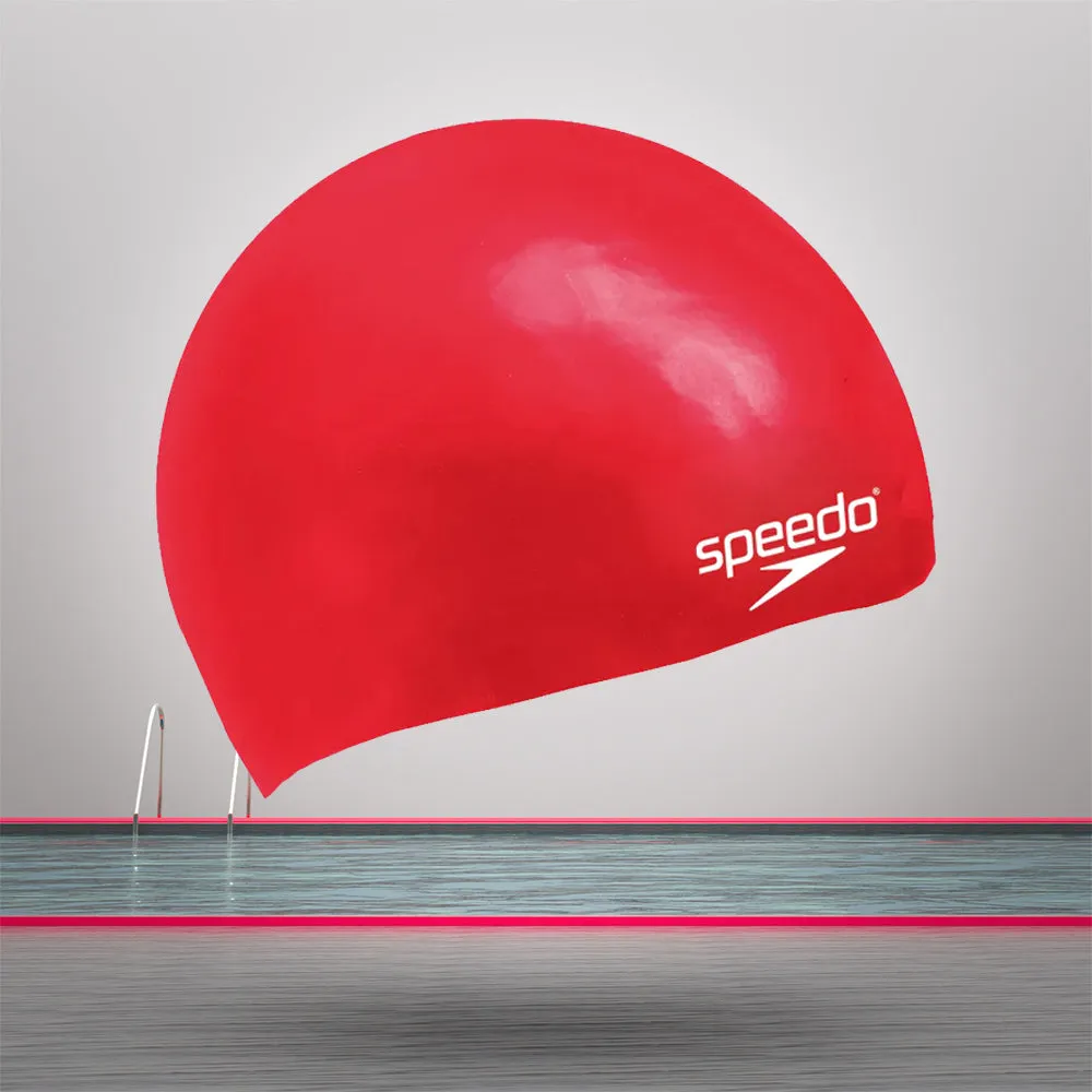 Speedo Unisex Junior Moulded Silicone Swim Caps (Red)