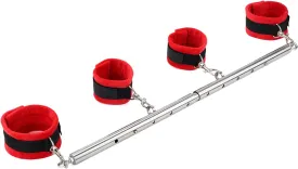 Spreader Bar Heavy Duty Stainless Steel Expandable Silver Bar Home Gym with 4pcs PU Purple Adjustable Strap,Sports Aid Training Fitness Gear Pilates Aid Kit,Yoga Set