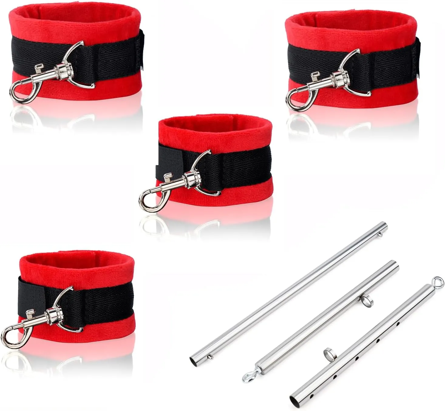 Spreader Bar Heavy Duty Stainless Steel Expandable Silver Bar Home Gym with 4pcs PU Purple Adjustable Strap,Sports Aid Training Fitness Gear Pilates Aid Kit,Yoga Set