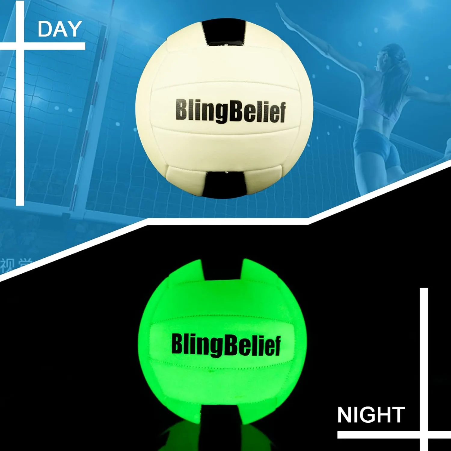 Super Bright Glow in The Dark Baseball,Soccer Ball,Volleyball,Football, Light Up Luminous Baseball, Official Size and Weight Football, Recreational Use Practice Volleyball
