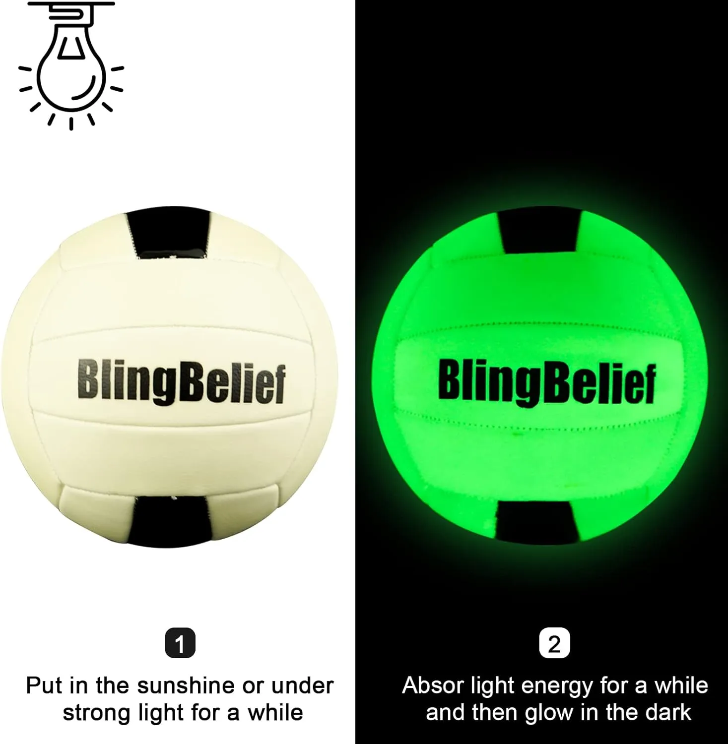 Super Bright Glow in The Dark Baseball,Soccer Ball,Volleyball,Football, Light Up Luminous Baseball, Official Size and Weight Football, Recreational Use Practice Volleyball