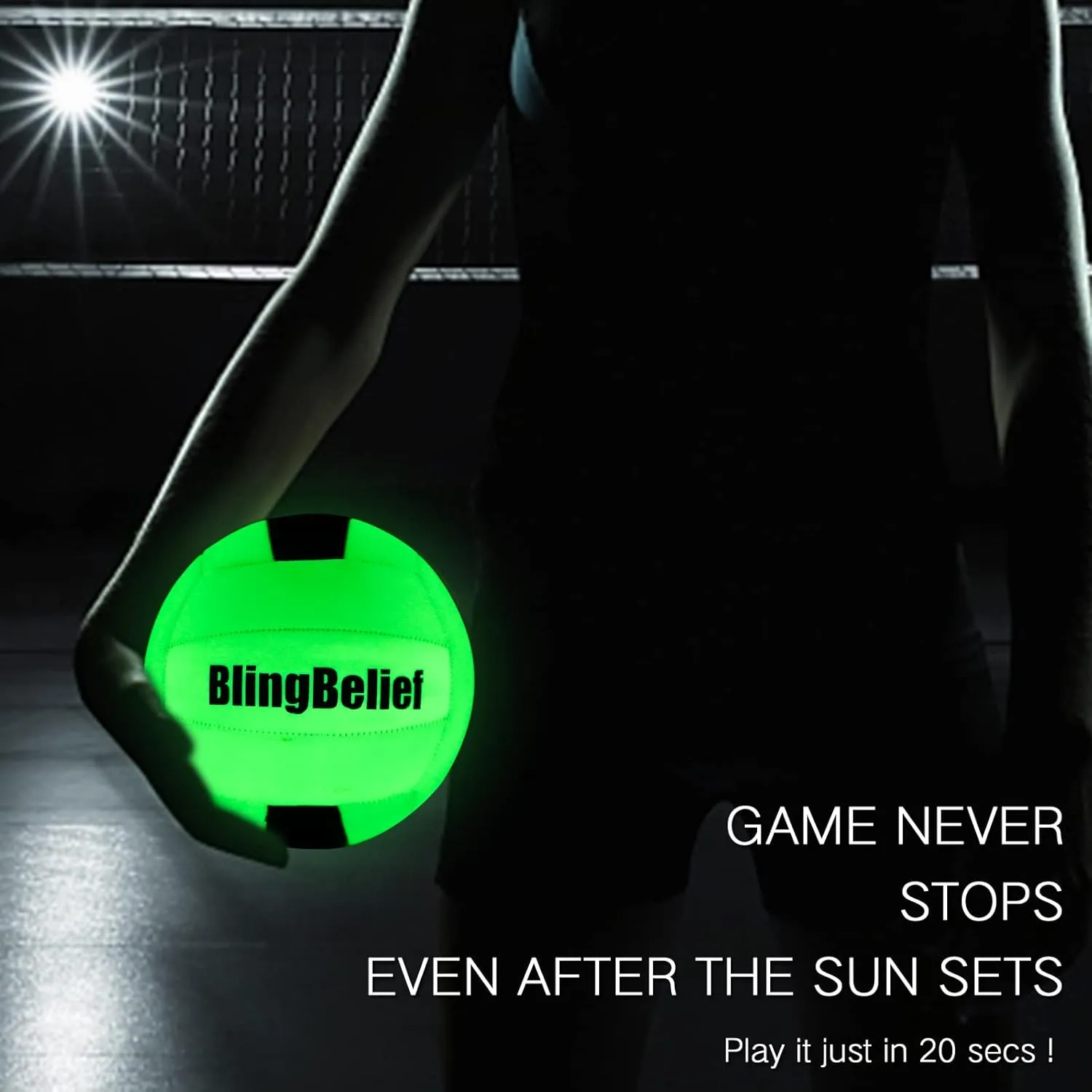 Super Bright Glow in The Dark Baseball,Soccer Ball,Volleyball,Football, Light Up Luminous Baseball, Official Size and Weight Football, Recreational Use Practice Volleyball