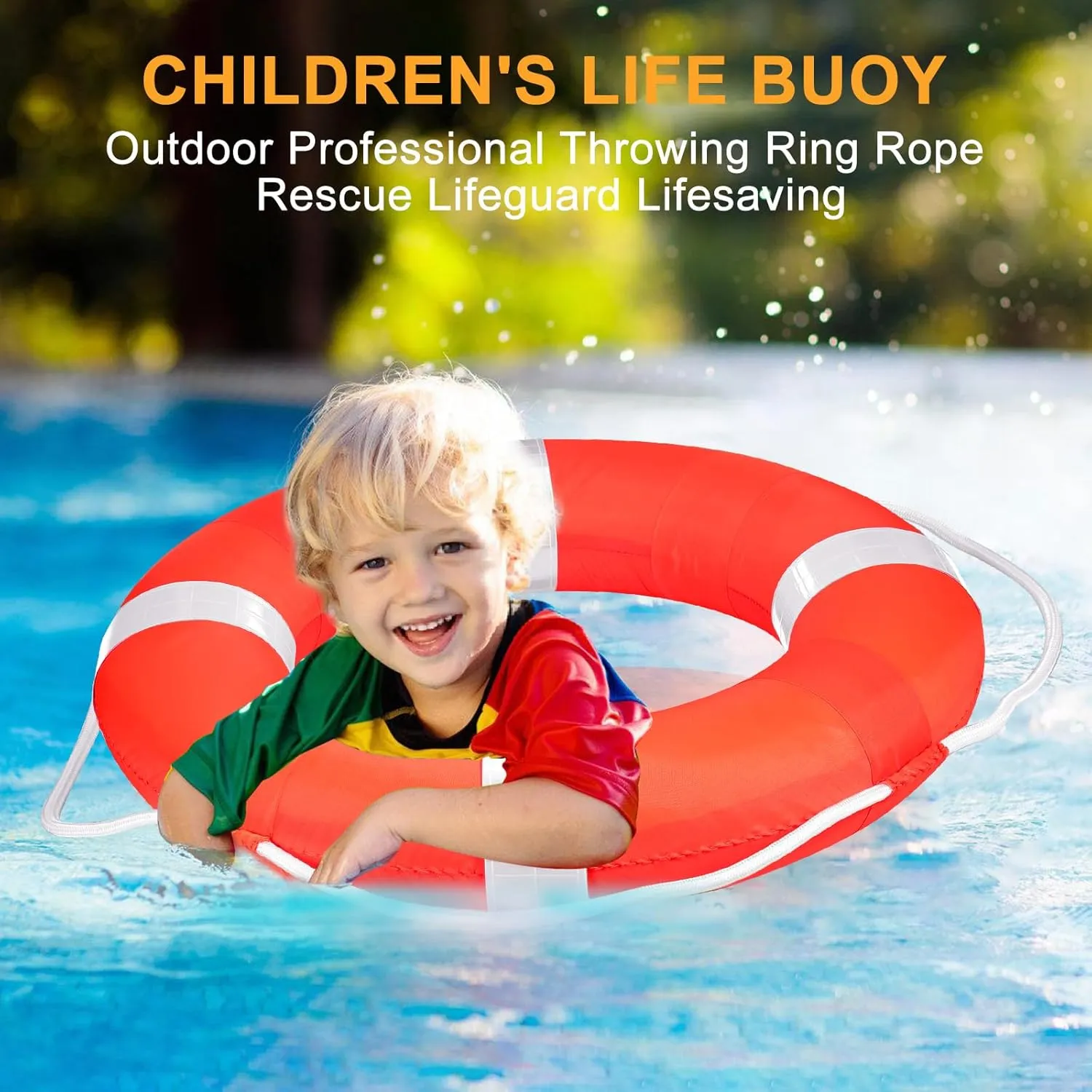 Swim Foam Buoy Set, 20inch Life Preserver Pool Safety Throw Ring with Water Floating Lifesaving Rope 98.4FT Set,Foam Swimming Tube Pool Ring Wall Decoration,Throwable Flotation Device