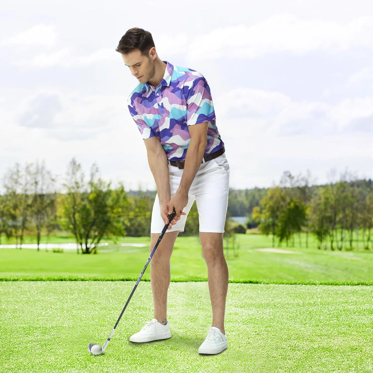 TIHEEN Mens Polo Shirts Short Sleeve,Lightweight Cool Moisture Wicking Performance Golf Polo Shirts for Men