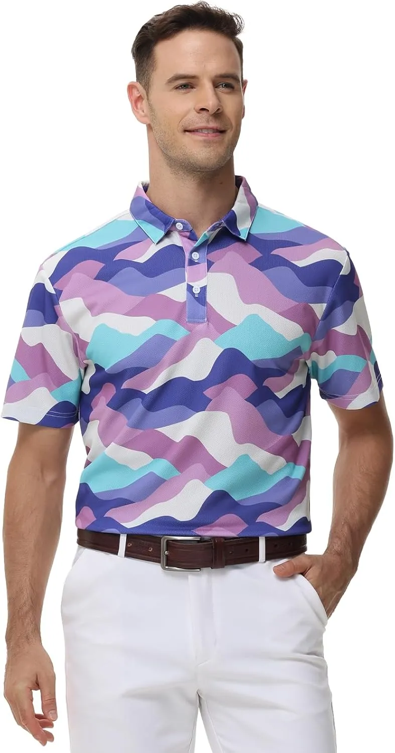 TIHEEN Mens Polo Shirts Short Sleeve,Lightweight Cool Moisture Wicking Performance Golf Polo Shirts for Men